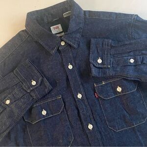 Levis Jackson The Worker Shirt Men M Relaxed Utility Cowboy Denim Hemp Button Up
